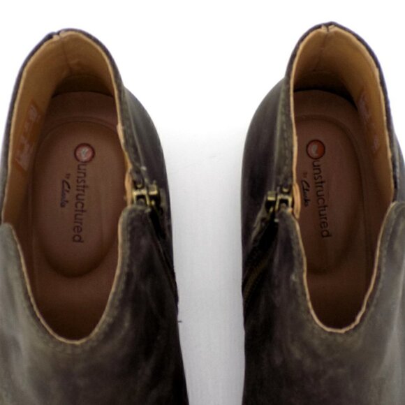 Clark's Unstructured Leather Ankle Boots Distressed Taupe Size 10 M Rustic - Picture 10 of 11